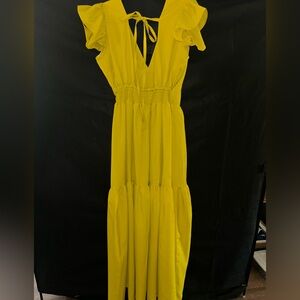 Chartreuse Tiered Ruffled Maxi Sundress